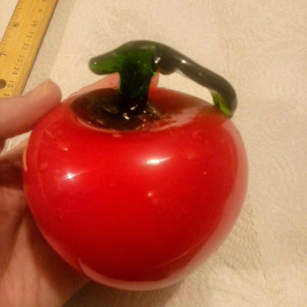 Red Glass Apple Paperweight